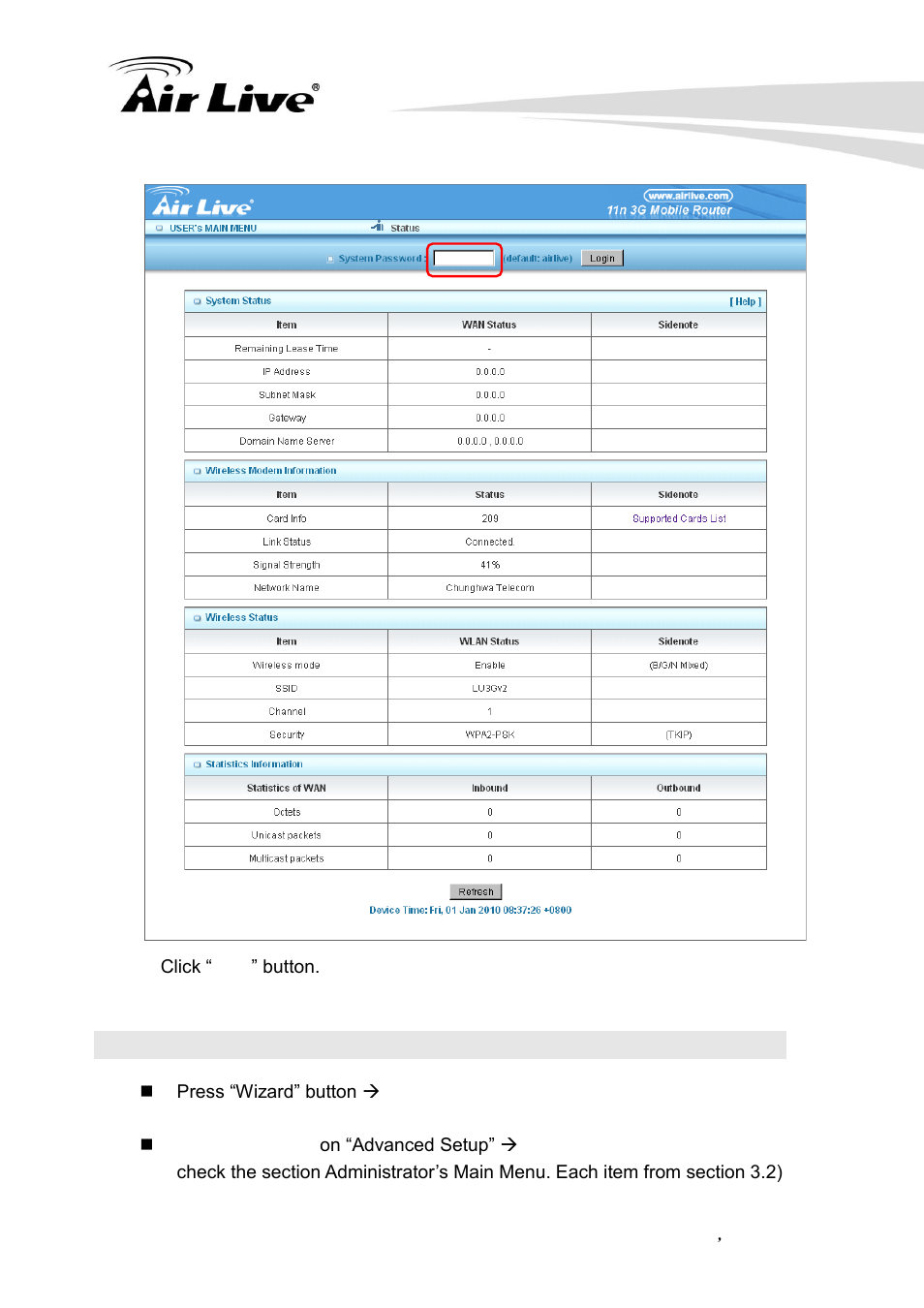 1 wizard setting | AirLive Traveler3G II User Manual | Page 19 / 97