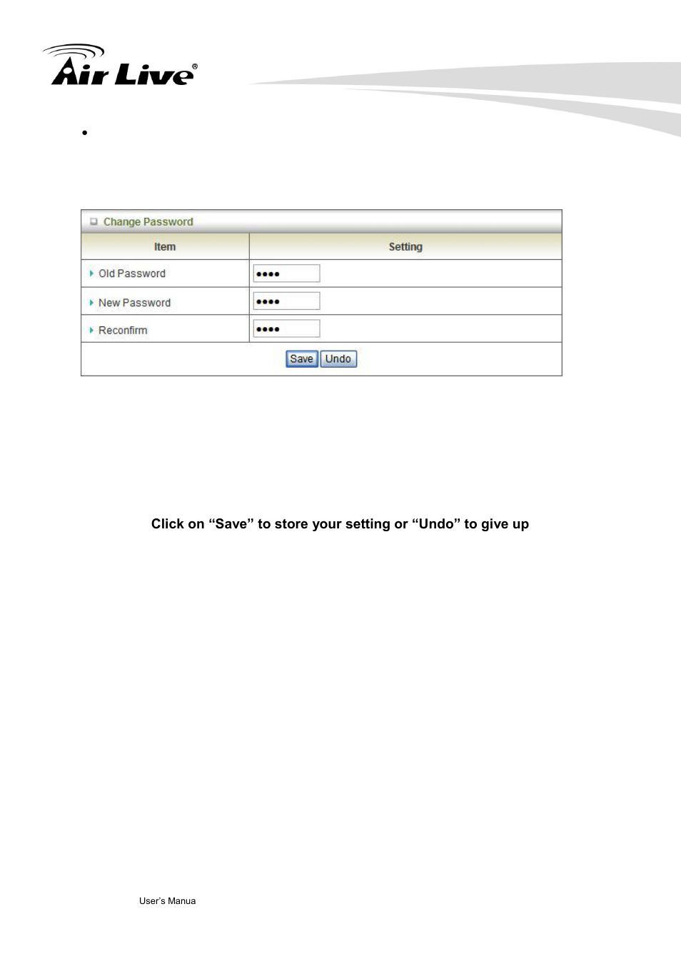 Change password | AirLive Traveler3GM User Manual | Page 56 / 121