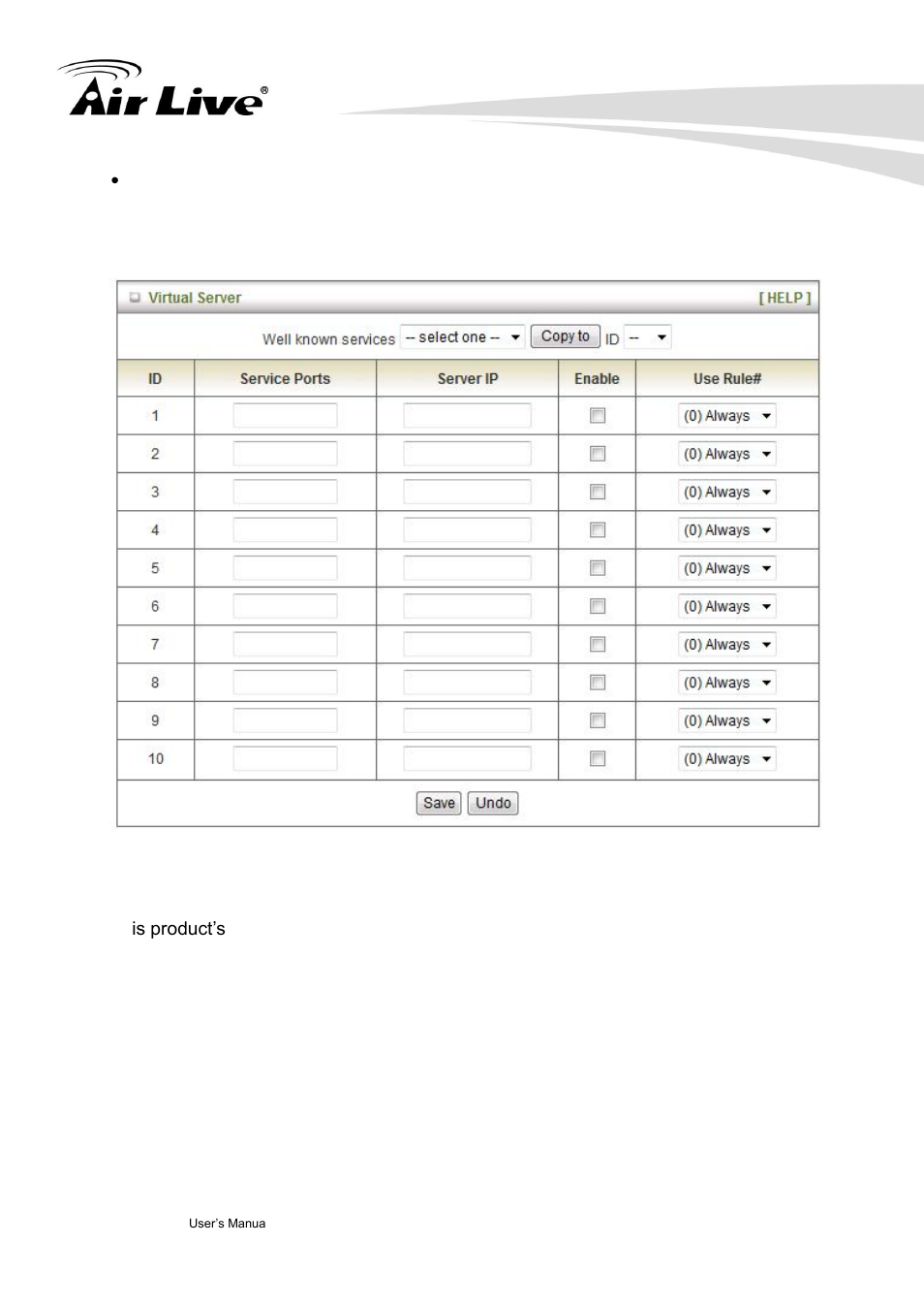 Virtual server | AirLive Traveler3GM User Manual | Page 58 / 121