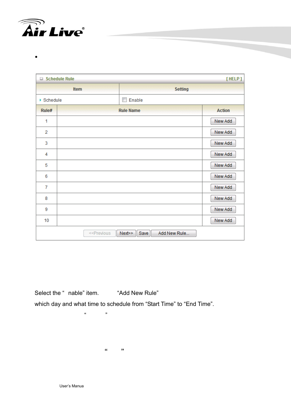 Schedule rule | AirLive Traveler3GM User Manual | Page 82 / 121