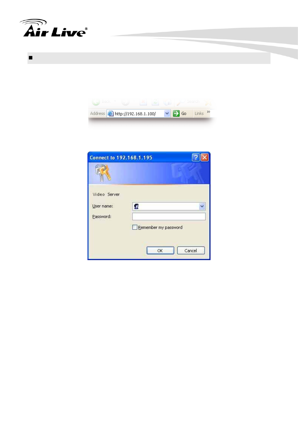 2 access the vs-100 via internet explorer | AirLive VS-100 User Manual | Page 21 / 88