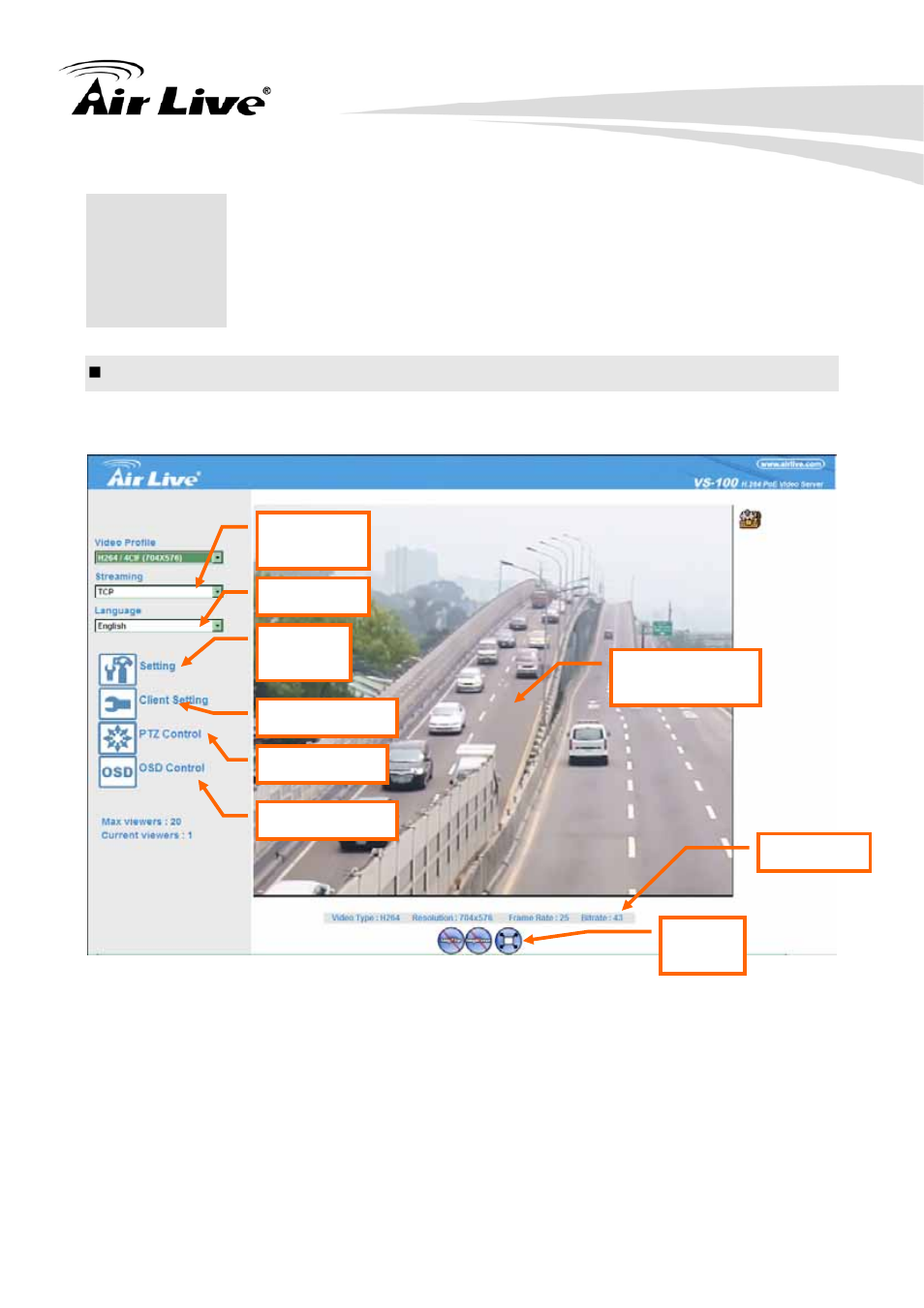 Operating the video server, 1 live view | AirLive VS-100 User Manual | Page 23 / 88