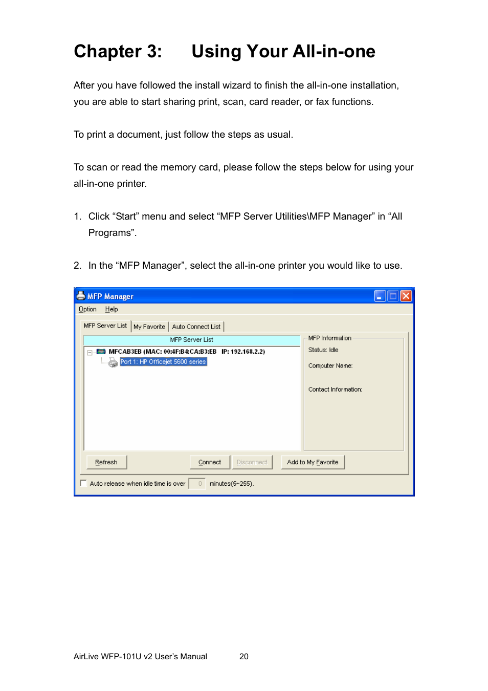 Chapter 3: using your all-in-one, Chapter 3, Using your all-in-one | AirLive WFP-101U v2 User Manual | Page 28 / 106