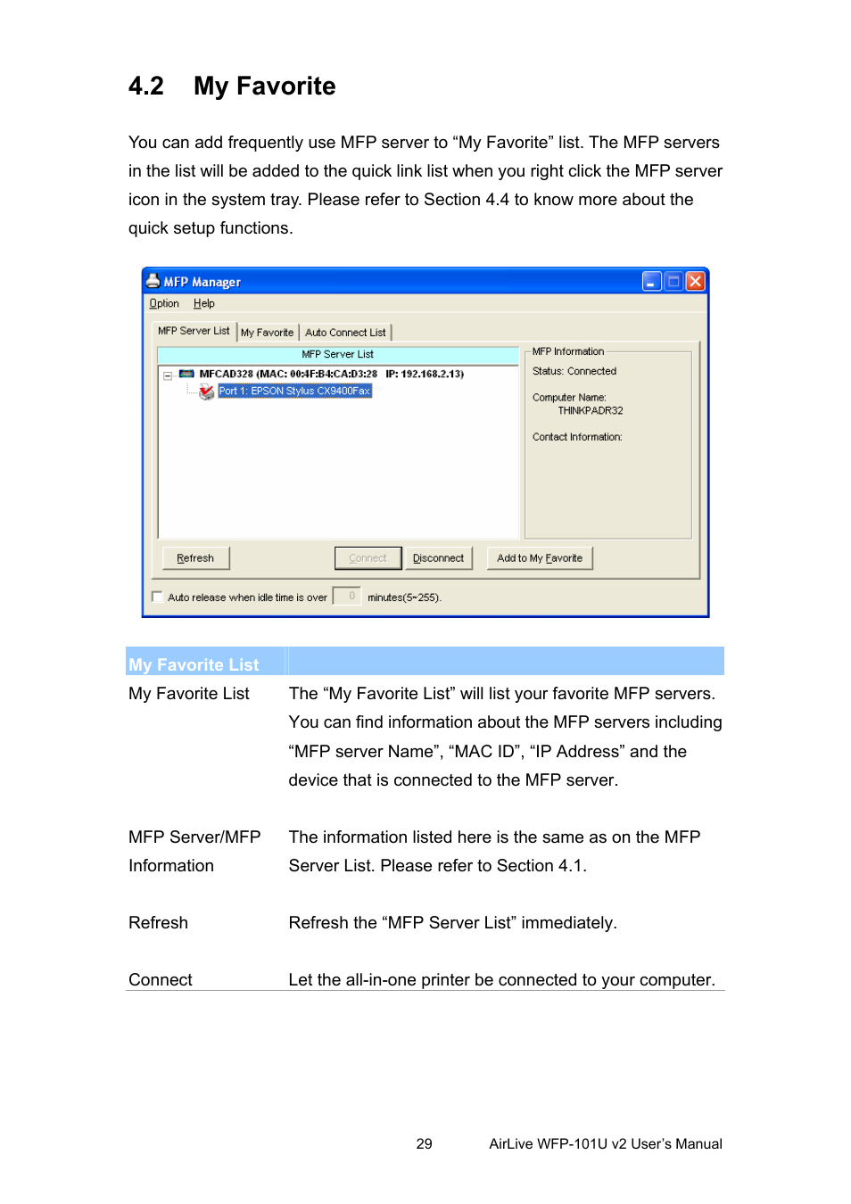 2 my favorite, Avorite | AirLive WFP-101U v2 User Manual | Page 37 / 106