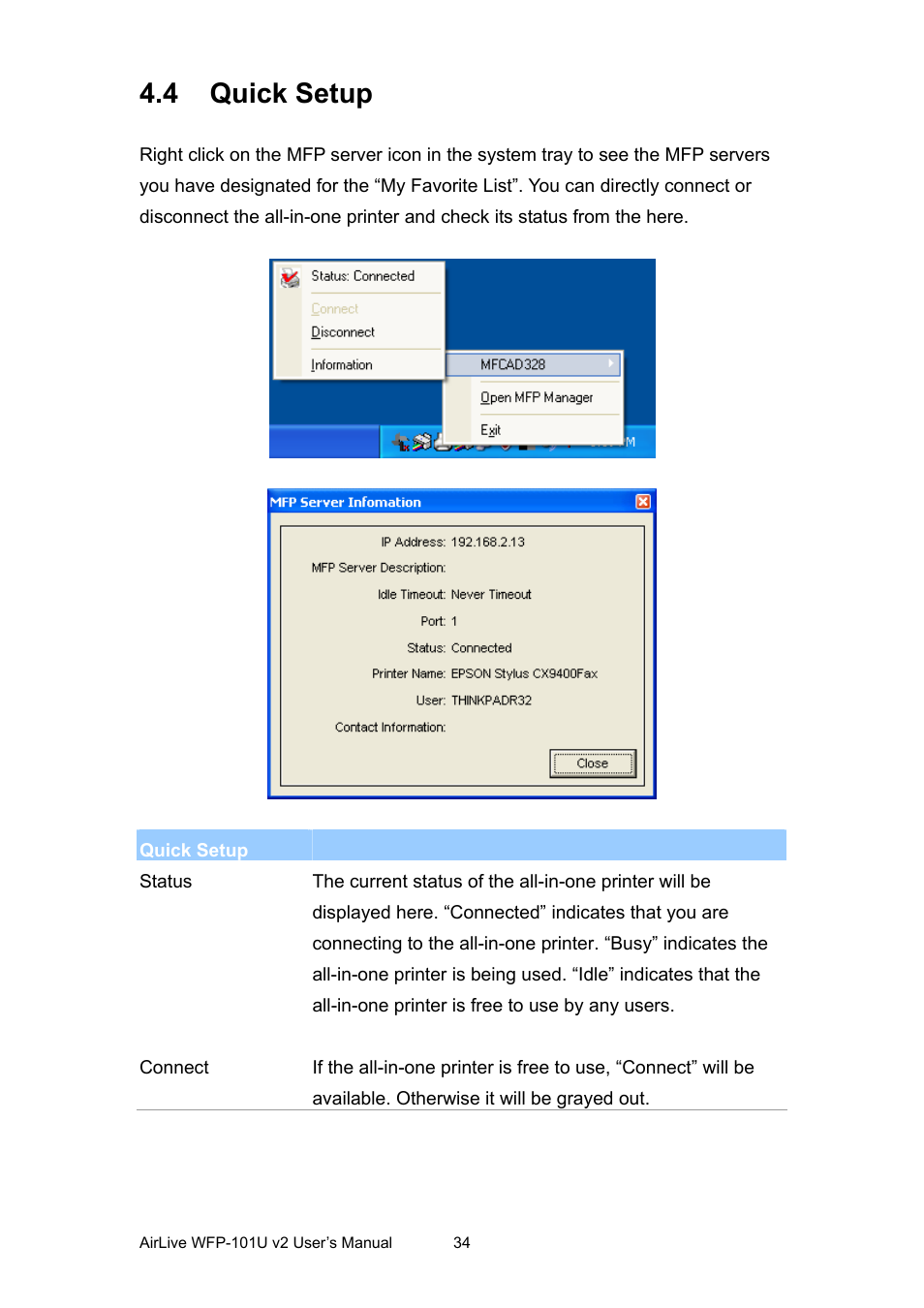 4 quick setup, Uick, Etup | AirLive WFP-101U v2 User Manual | Page 42 / 106