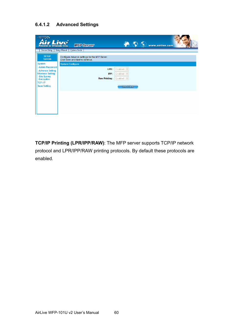 2 advanced settings | AirLive WFP-101U v2 User Manual | Page 68 / 106