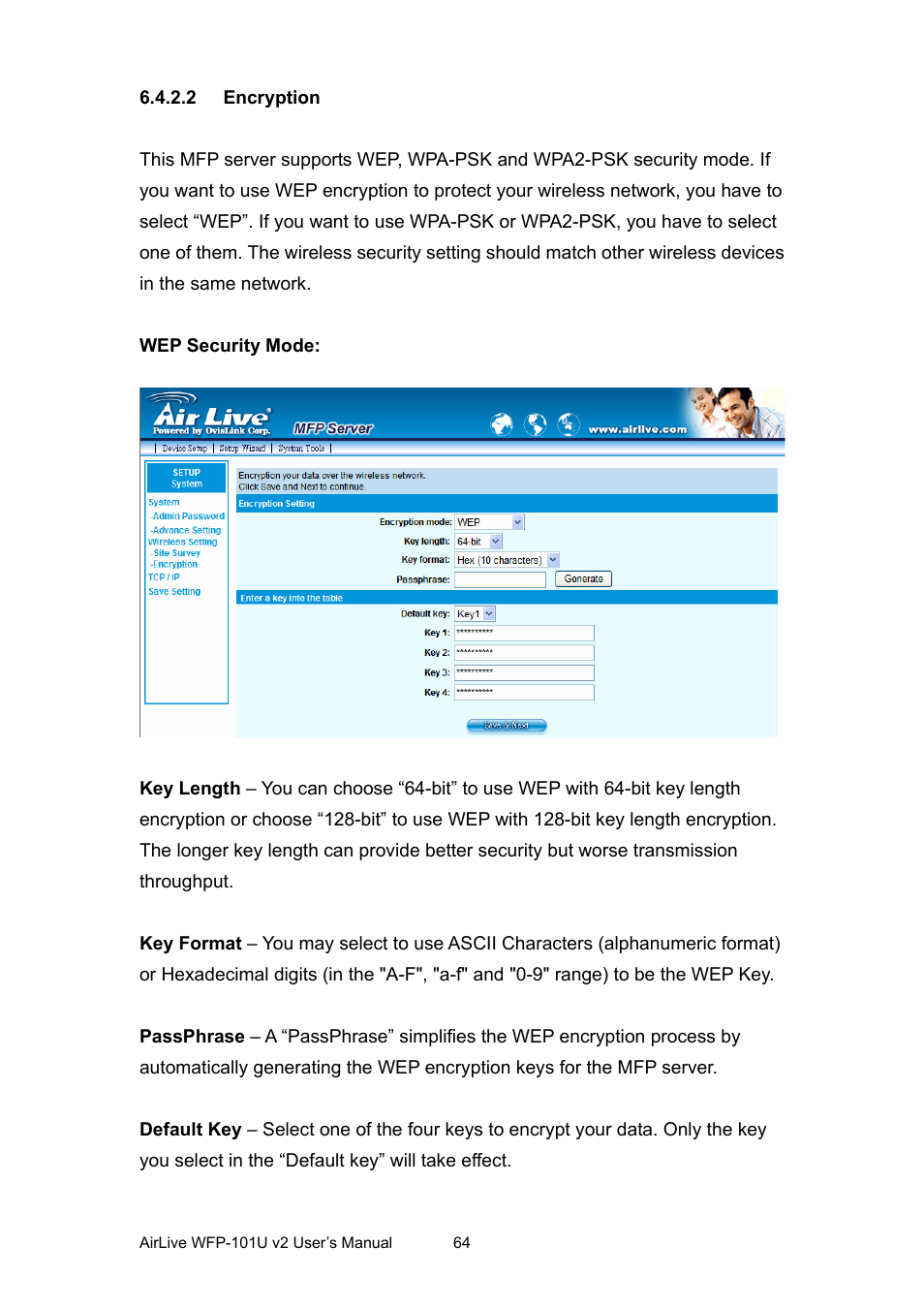 2 encryption | AirLive WFP-101U v2 User Manual | Page 72 / 106