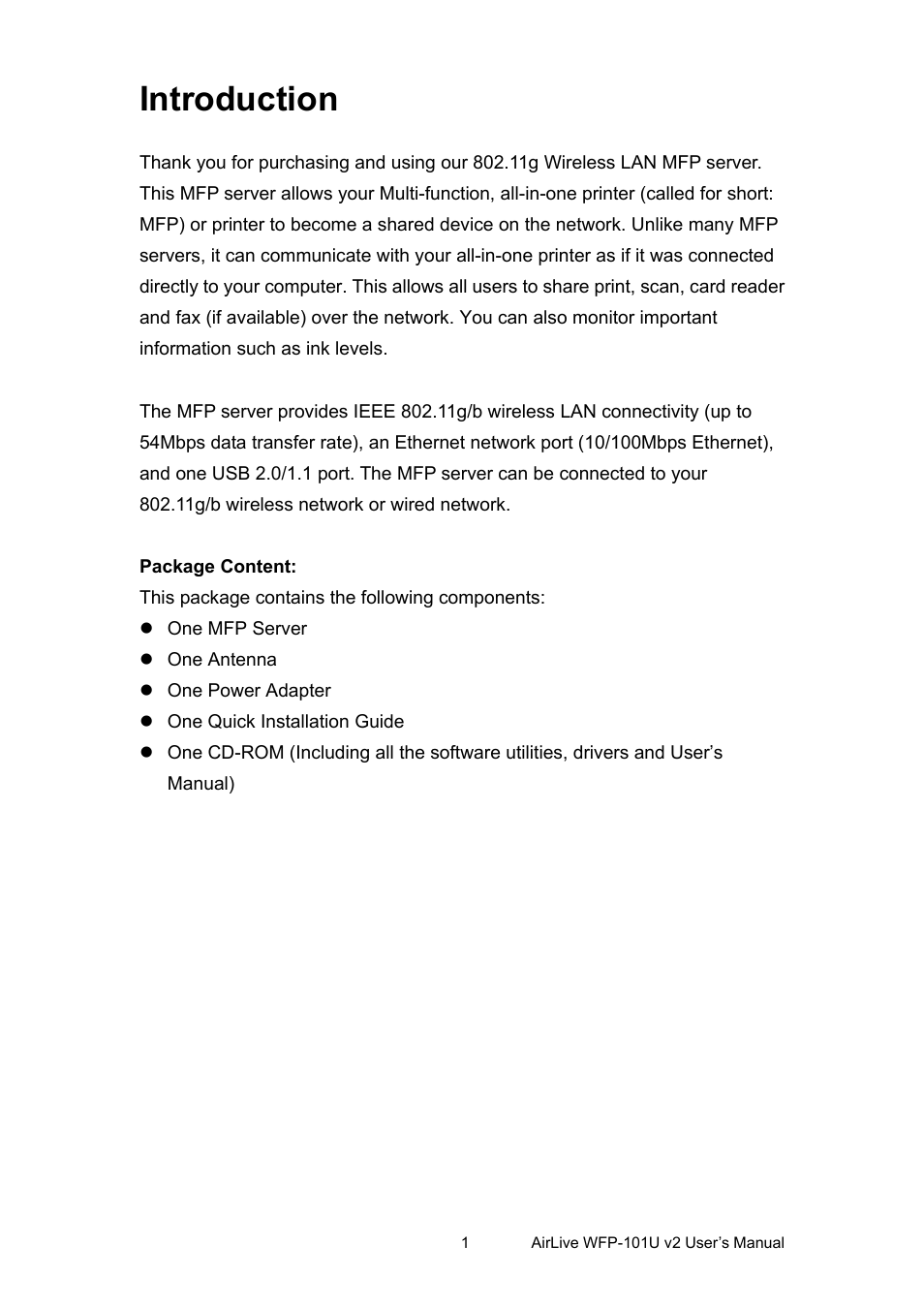 Introduction | AirLive WFP-101U v2 User Manual | Page 9 / 106