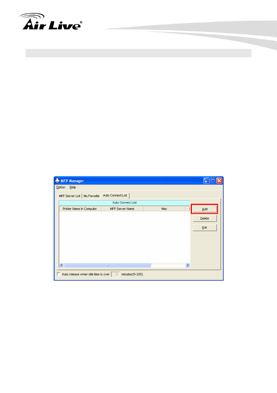 3 auto connect list | AirLive WFP-151U User Manual | Page 34 / 127