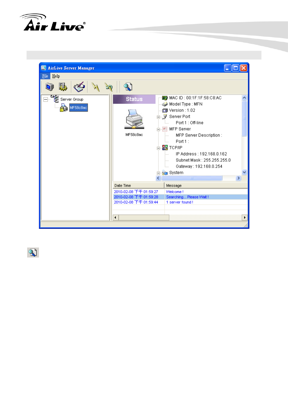 2 search for all available mfp server | AirLive WFP-151U User Manual | Page 40 / 127
