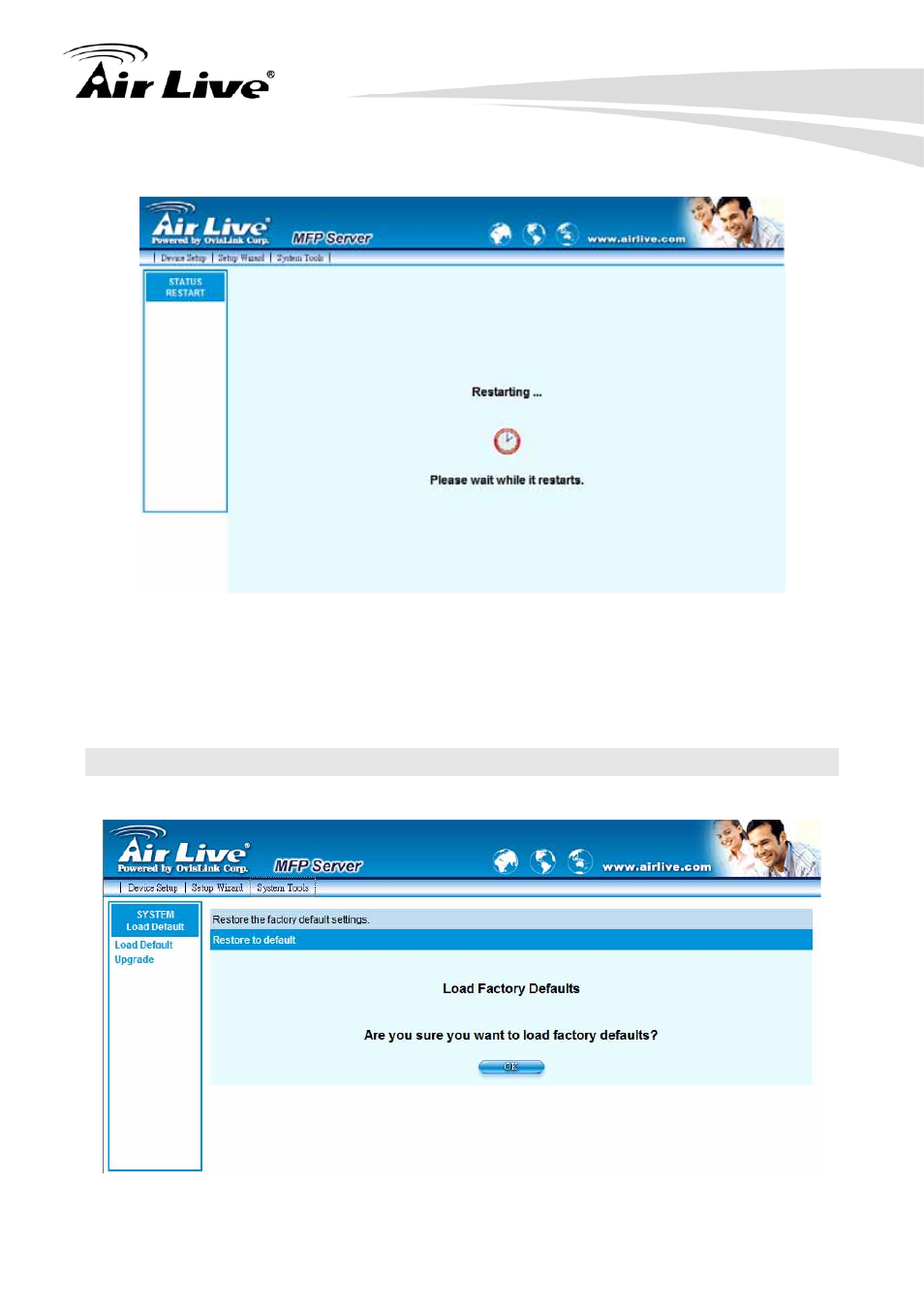 5 system tools, 4 save setting, 1 load default | AirLive WFP-151U User Manual | Page 69 / 127