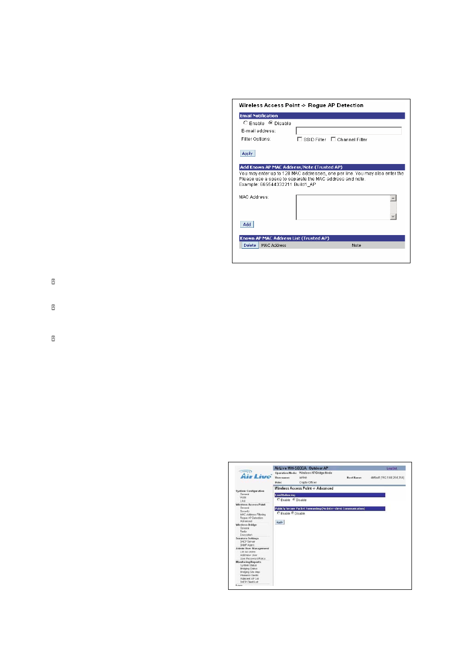 Wh-5000a serials user guide, 5 rogue ap detection, 6 wireless access point – advanced | AirLive WH-5000A User Manual | Page 32 / 62