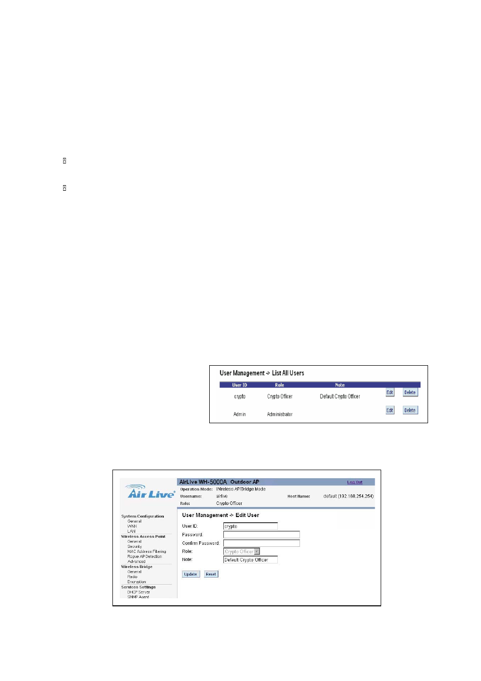 Wh-5000a serials user guide, Chapter 8: user management menu, 1 list all users | AirLive WH-5000A User Manual | Page 49 / 62