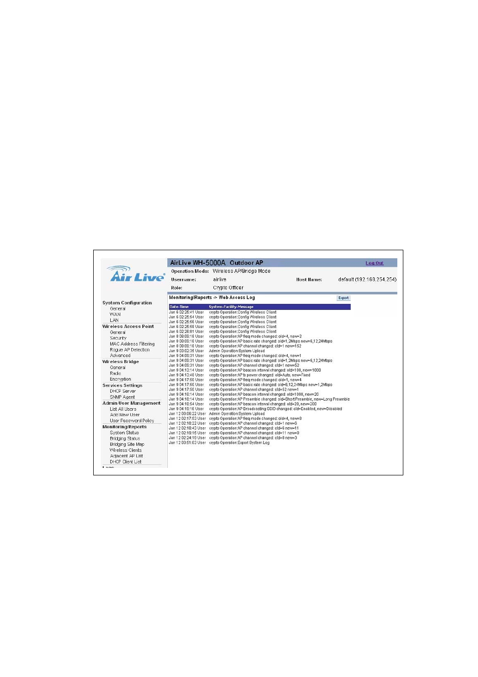 Chapter 10: logs, Wh-5000a serials user guide | AirLive WH-5000A User Manual | Page 55 / 62