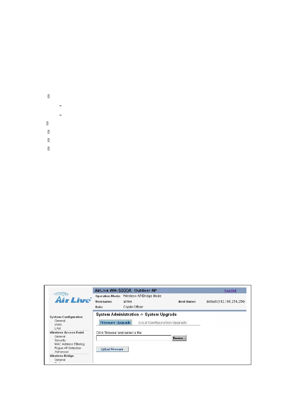 Wh-5000a serials user guide, Chapter 11: system administration menu, 1 system upgrade | AirLive WH-5000A User Manual | Page 57 / 62