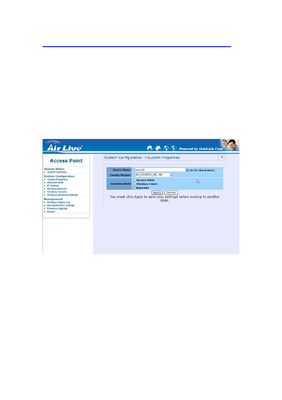 Wireless configuration – wireless repeater mode | AirLive WH-5400CPE-ESD User Manual | Page 44 / 51