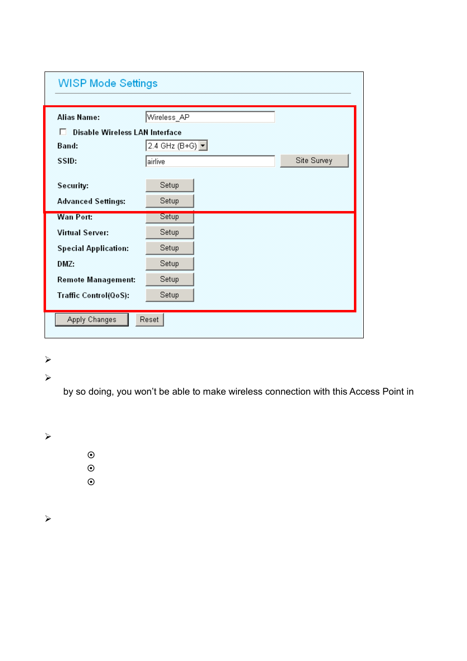 6 wisp mode settings | AirLive WH-5420CPE User Manual | Page 42 / 97