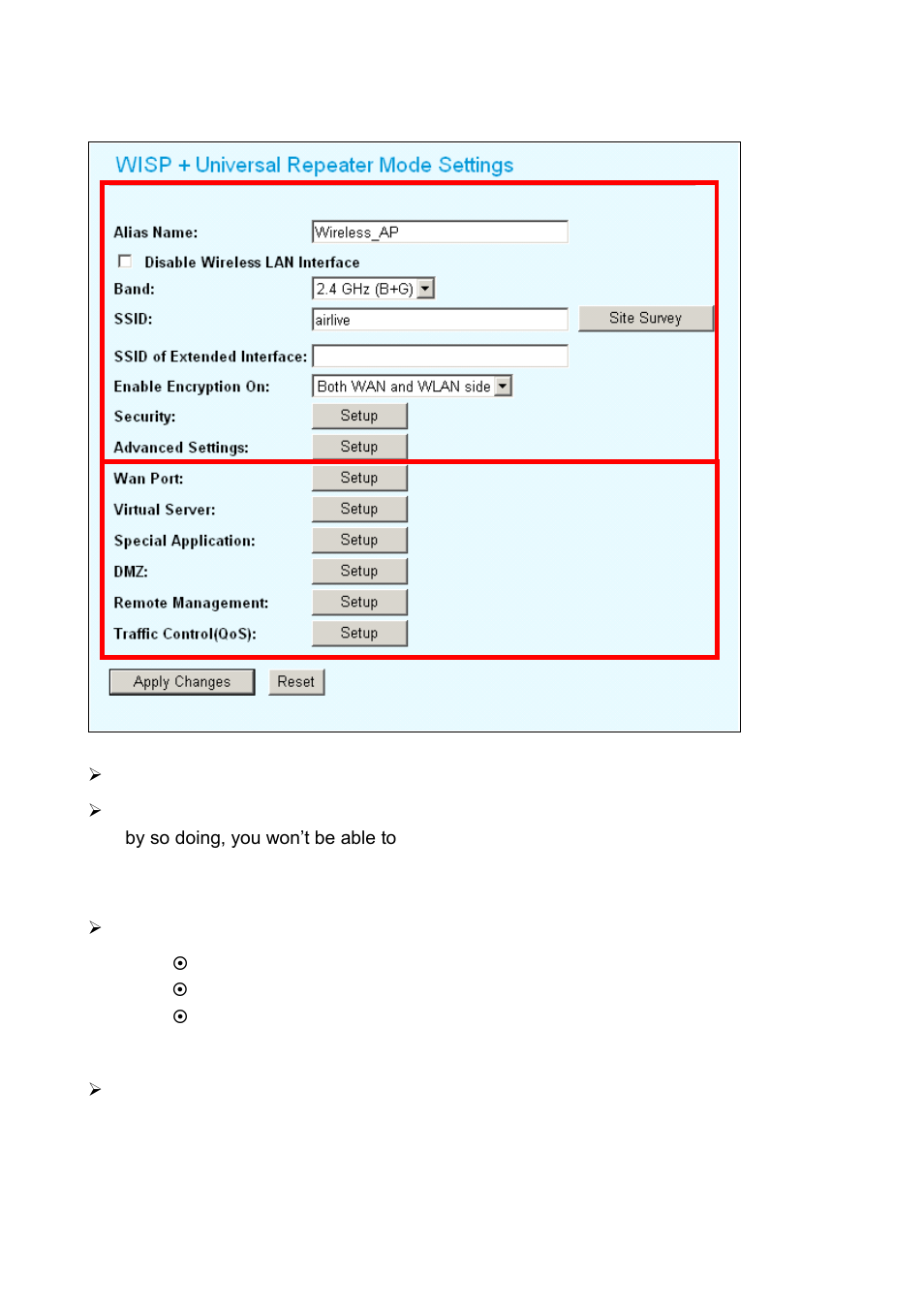 7 wisp + universal mode settings | AirLive WH-5420CPE User Manual | Page 46 / 97