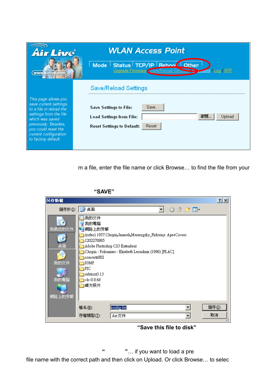 3 save / reload settings | AirLive WH-5420CPE User Manual | Page 78 / 97