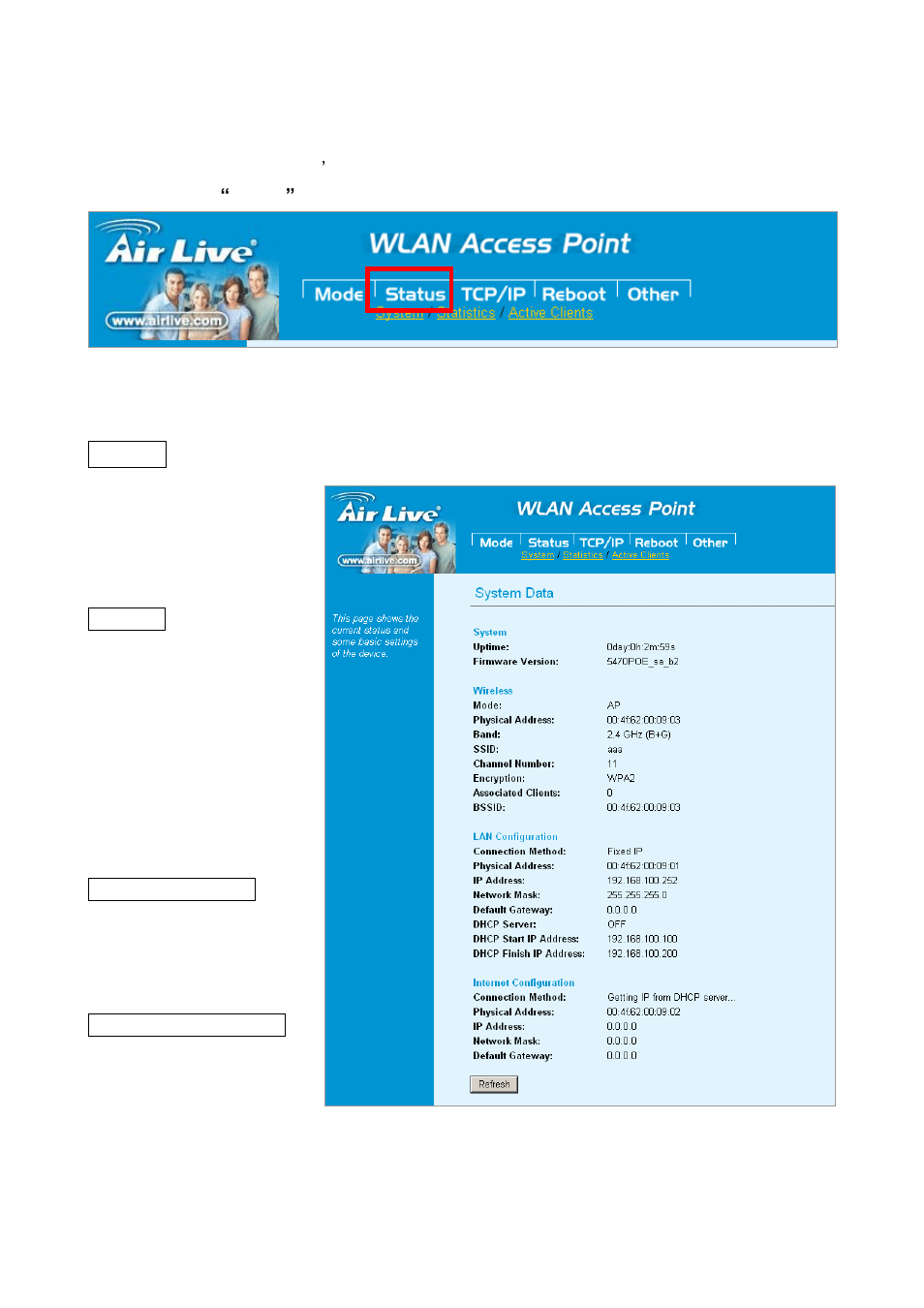 System status, 1 system data, 2 statistics | AirLive WH-5420CPE User Manual | Page 83 / 97