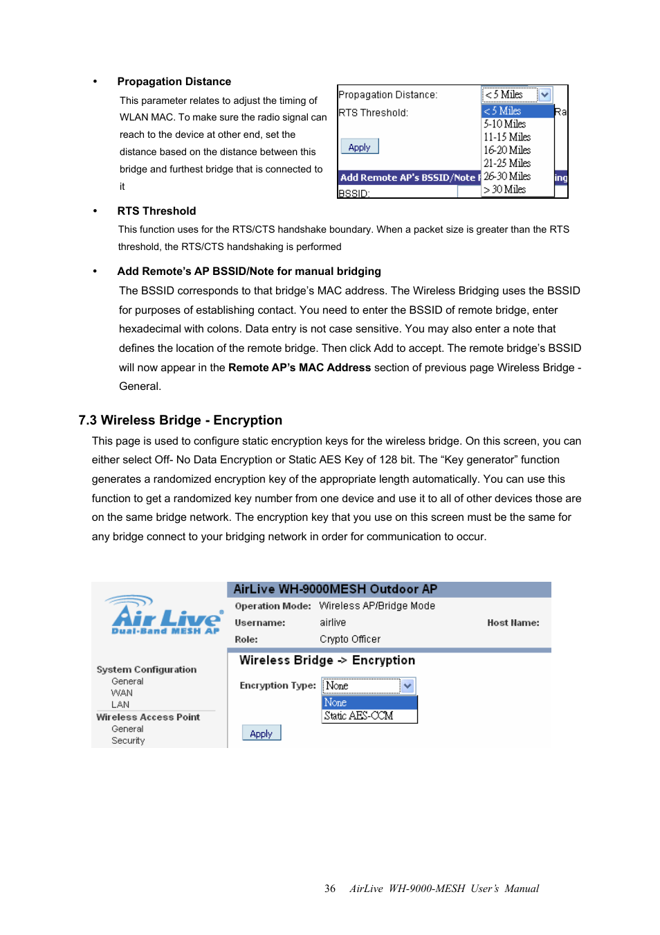 3 wireless bridge - encryption | AirLive WH-9000MESH User Manual | Page 37 / 66