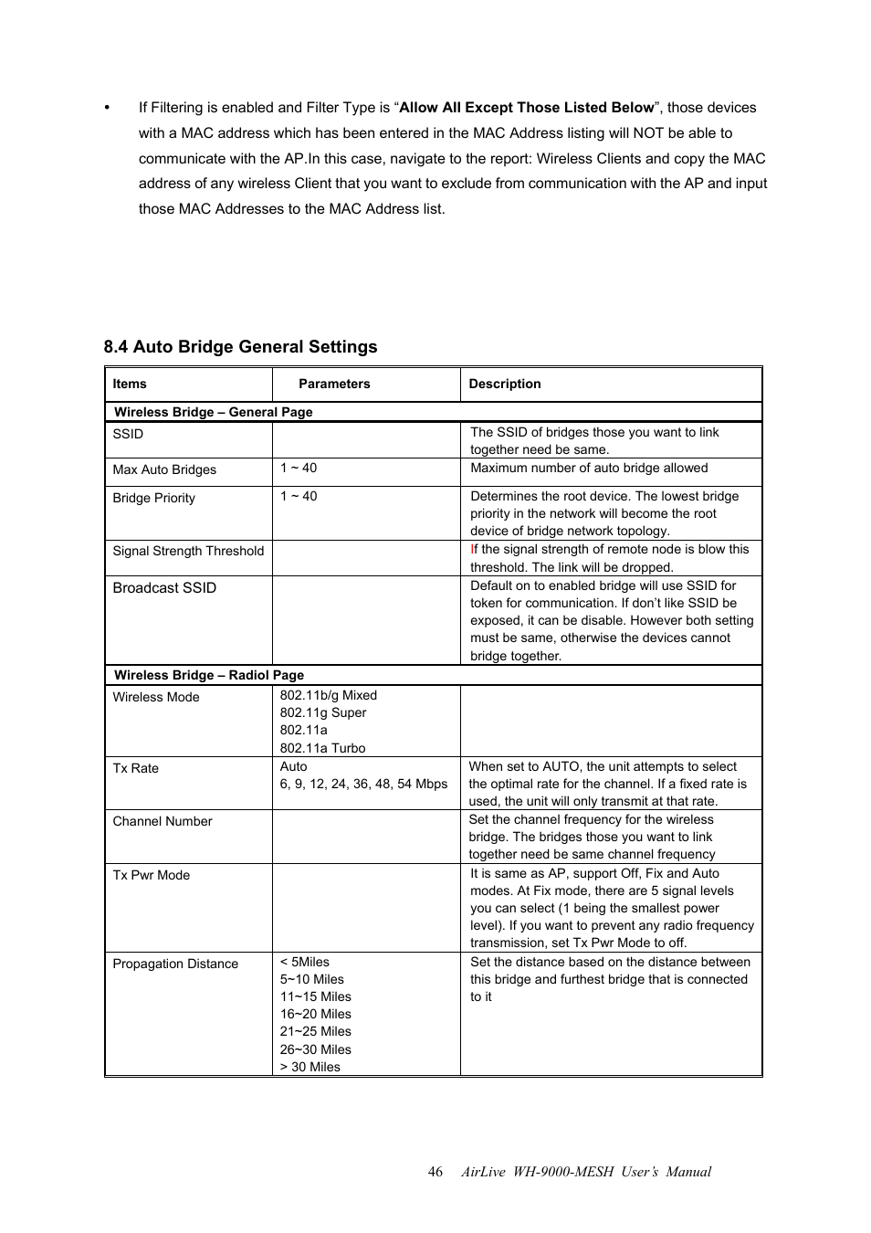 4 auto bridge general settings | AirLive WH-9000MESH User Manual | Page 47 / 66