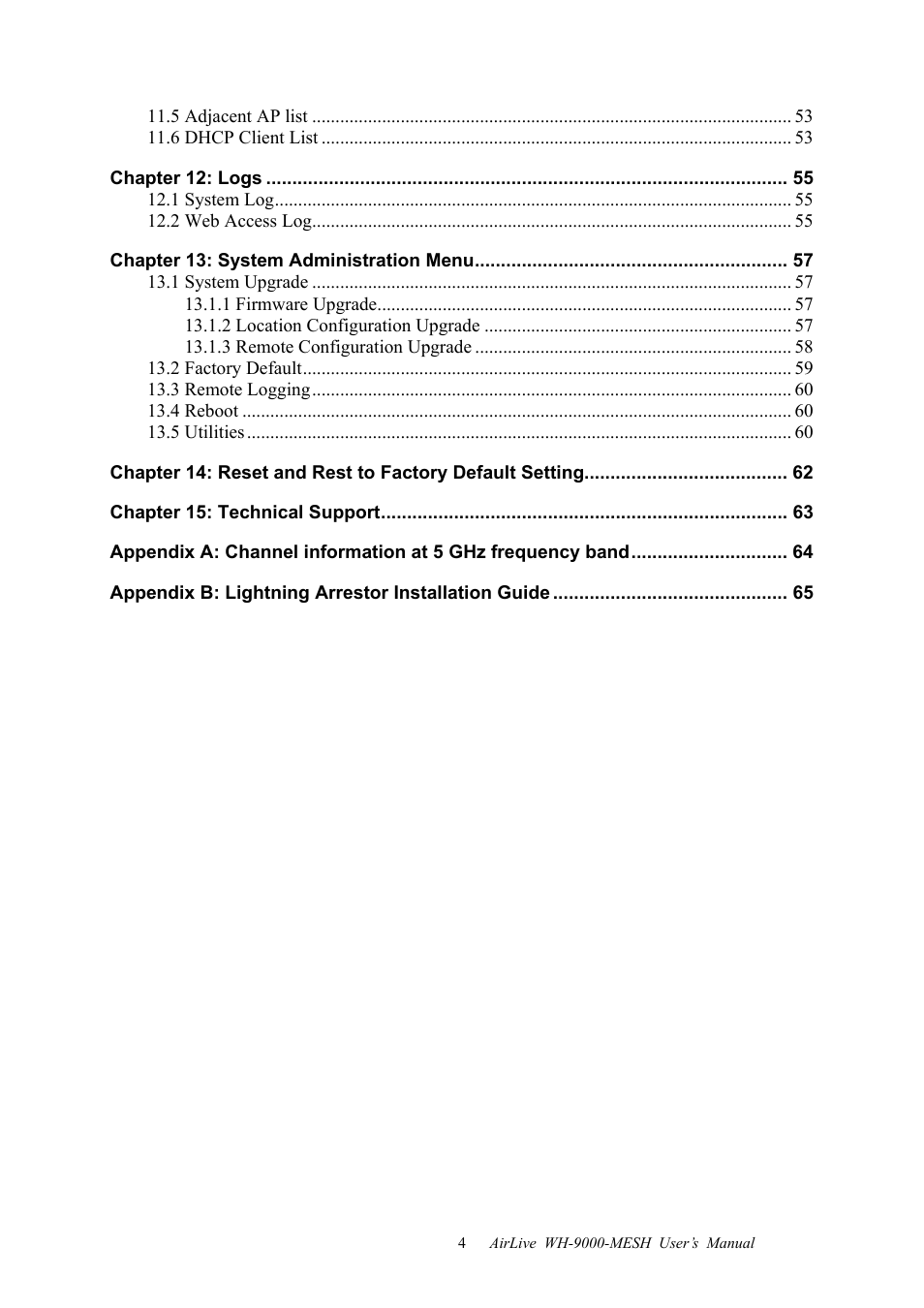 AirLive WH-9000MESH User Manual | Page 5 / 66