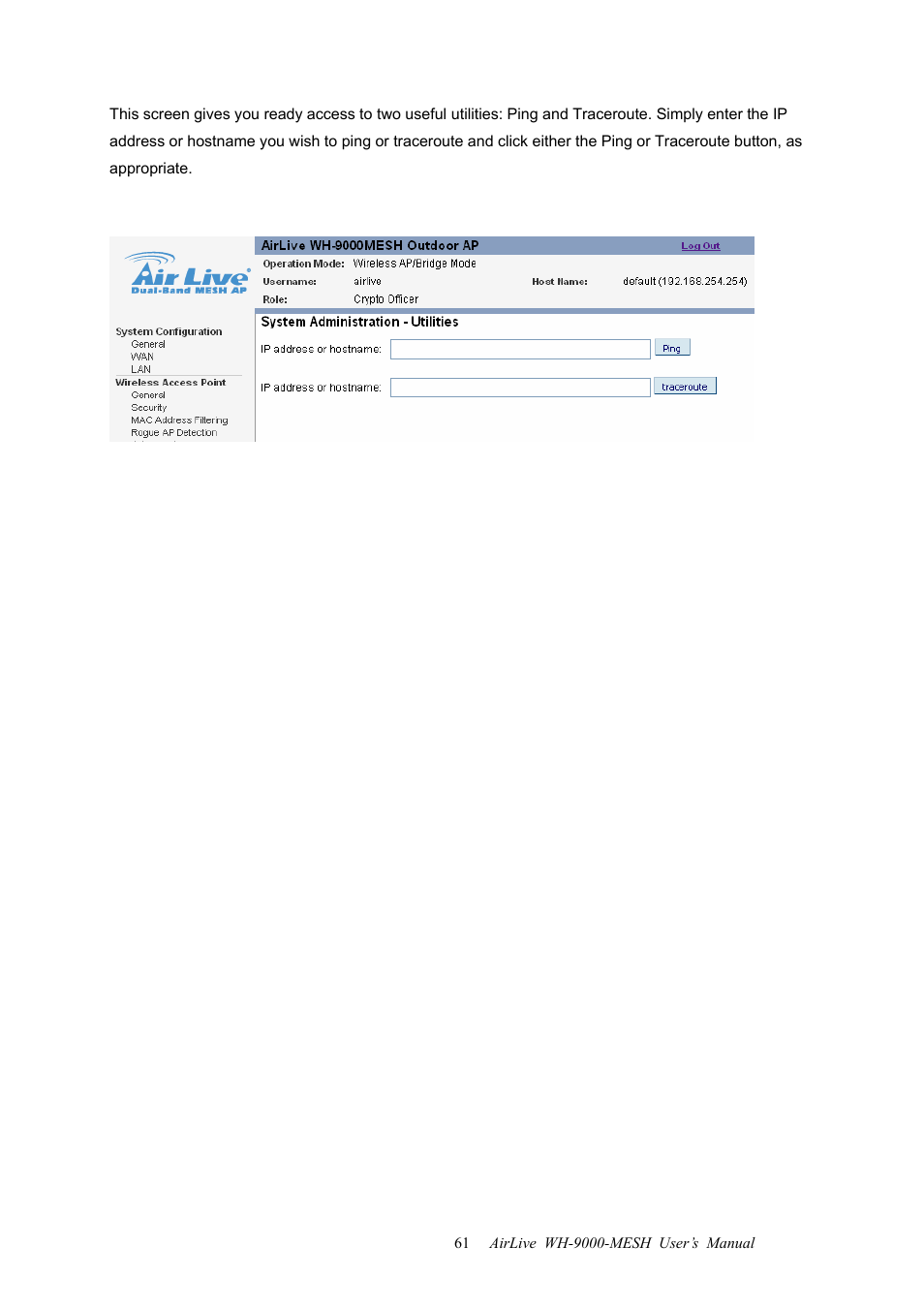 AirLive WH-9000MESH User Manual | Page 62 / 66