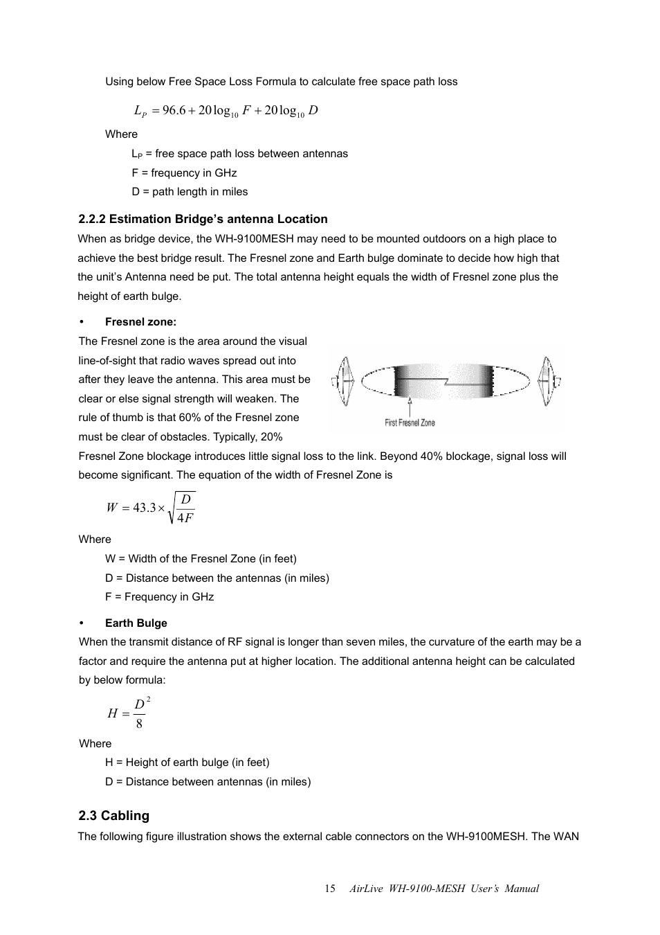 2 estimation bridge’s antenna location, 3 cabling | AirLive WH-9100MESH User Manual | Page 16 / 74