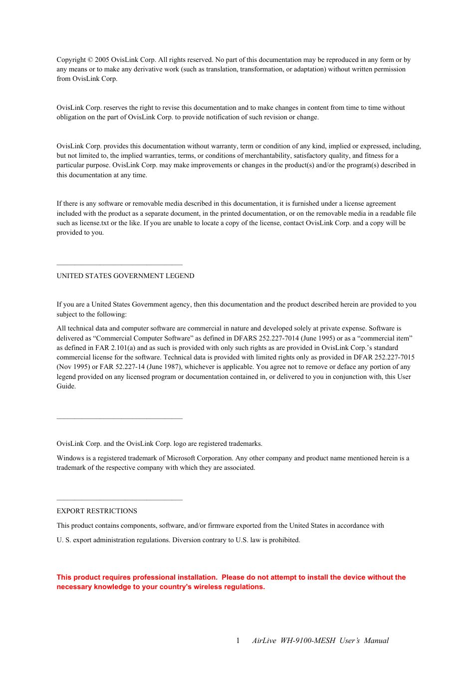 AirLive WH-9100MESH User Manual | Page 2 / 74