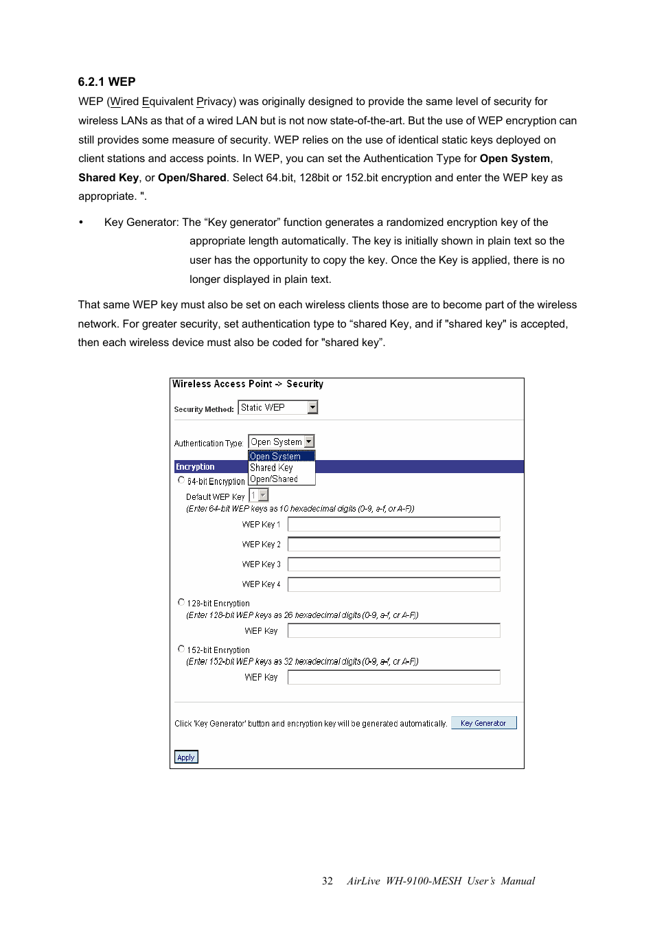 1 wep | AirLive WH-9100MESH User Manual | Page 33 / 74