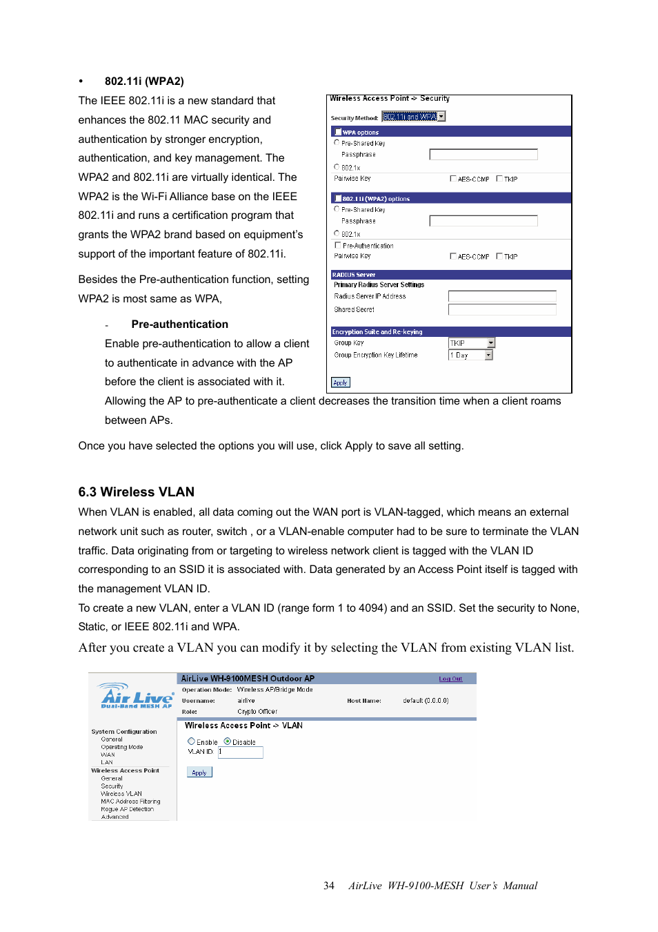 3 wireless vlan | AirLive WH-9100MESH User Manual | Page 35 / 74