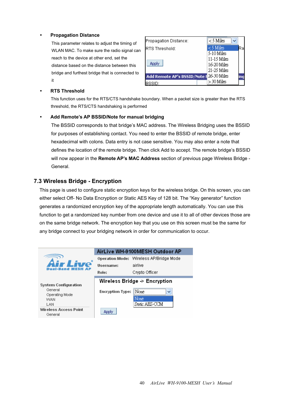 3 wireless bridge - encryption | AirLive WH-9100MESH User Manual | Page 41 / 74