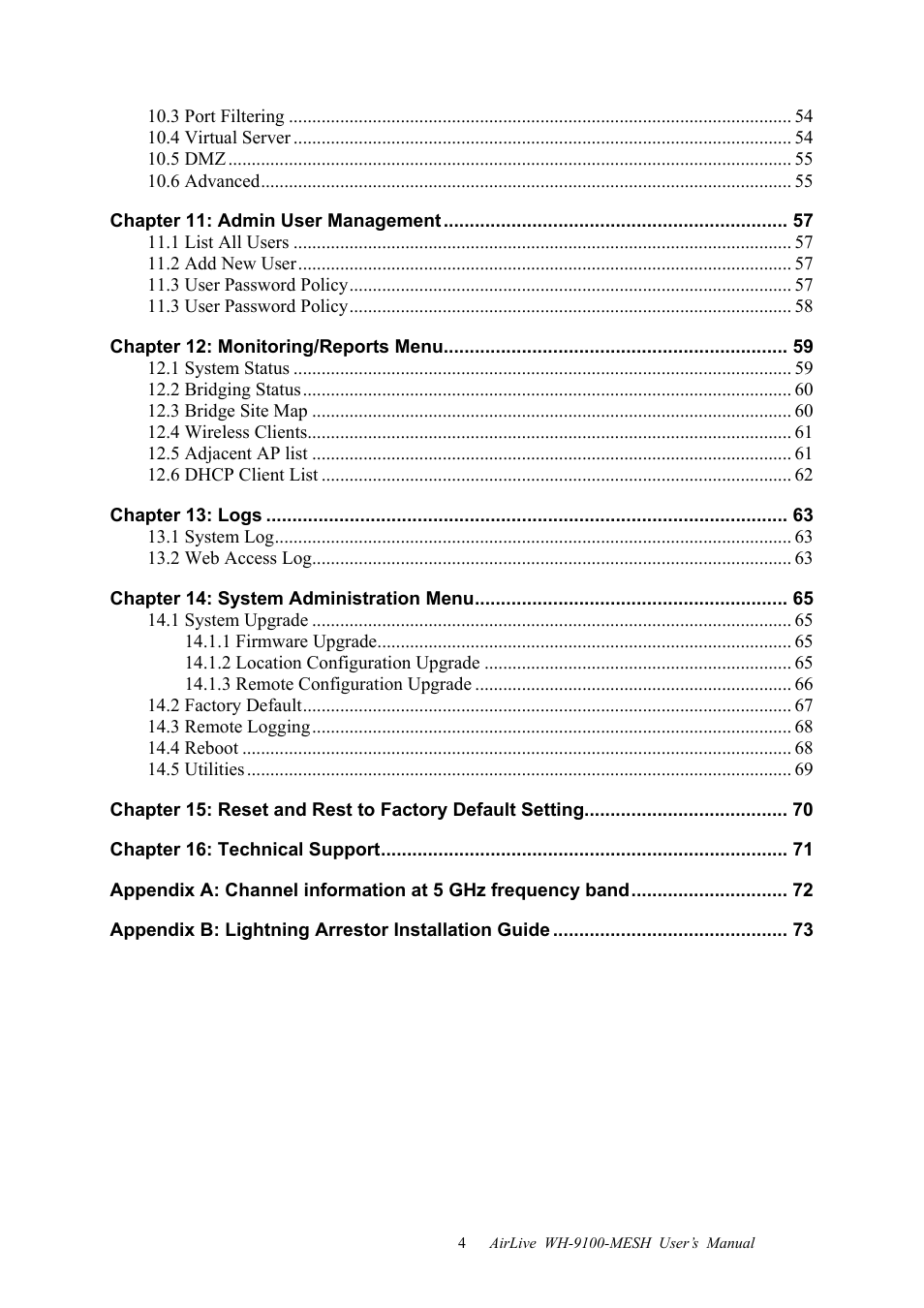 AirLive WH-9100MESH User Manual | Page 5 / 74