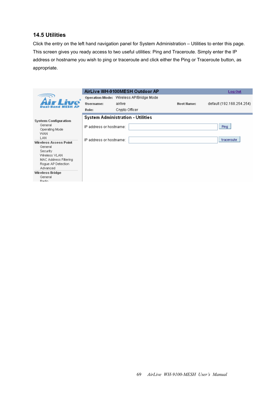 5 utilities | AirLive WH-9100MESH User Manual | Page 70 / 74