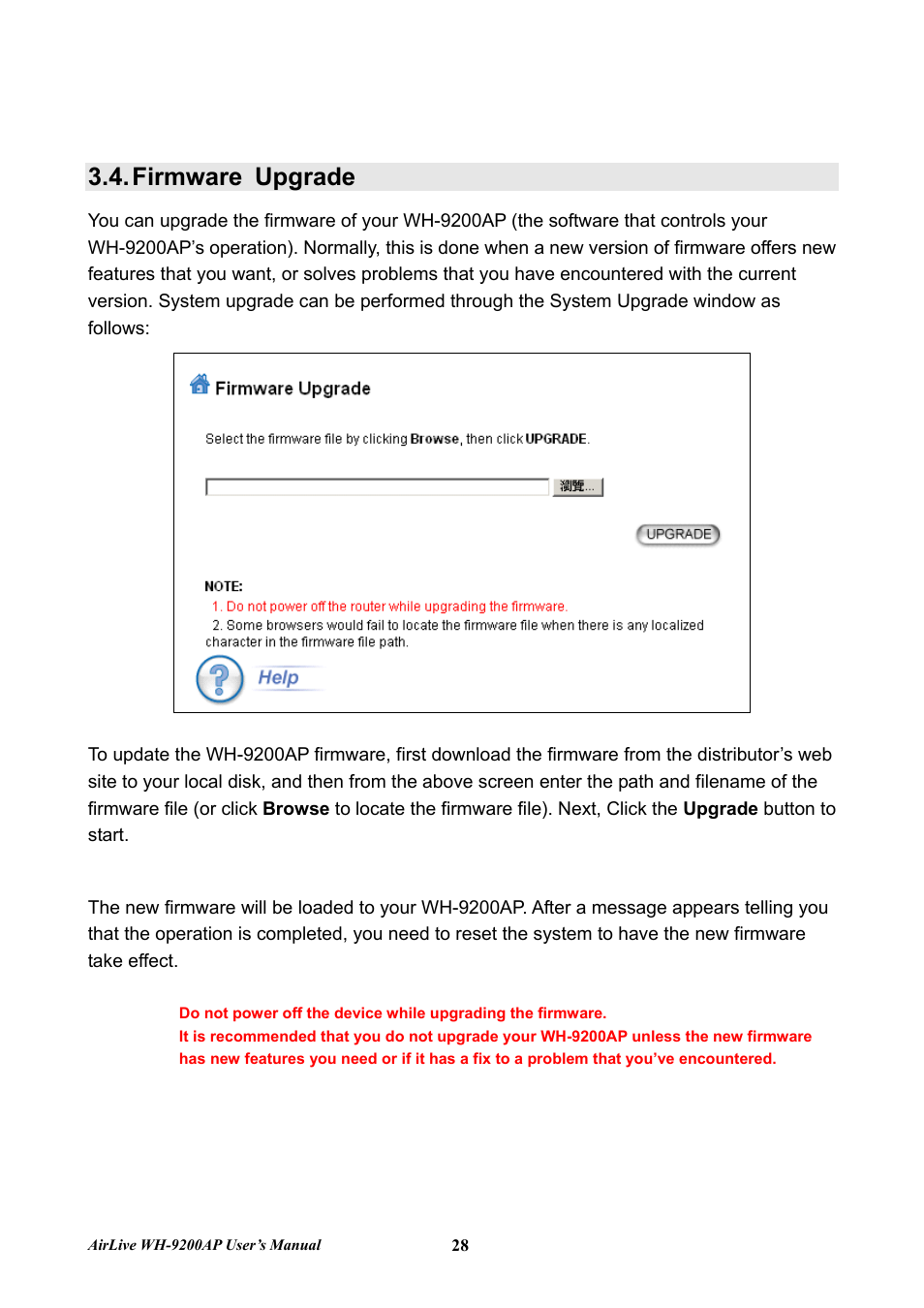 Firmware upgrade | AirLive WH-9200AP User Manual | Page 30 / 33