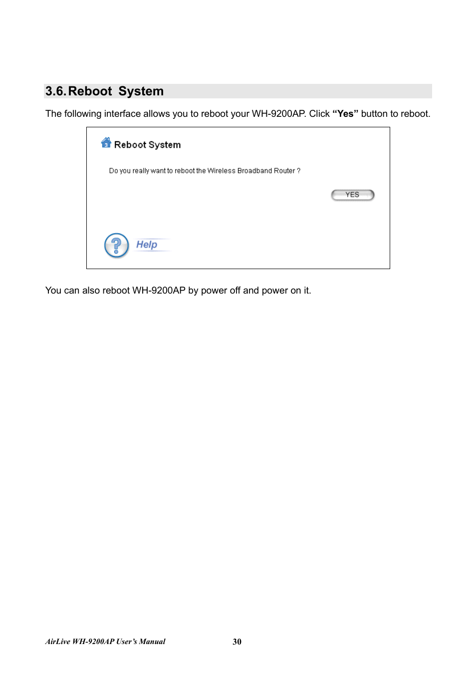 Reboot system | AirLive WH-9200AP User Manual | Page 32 / 33