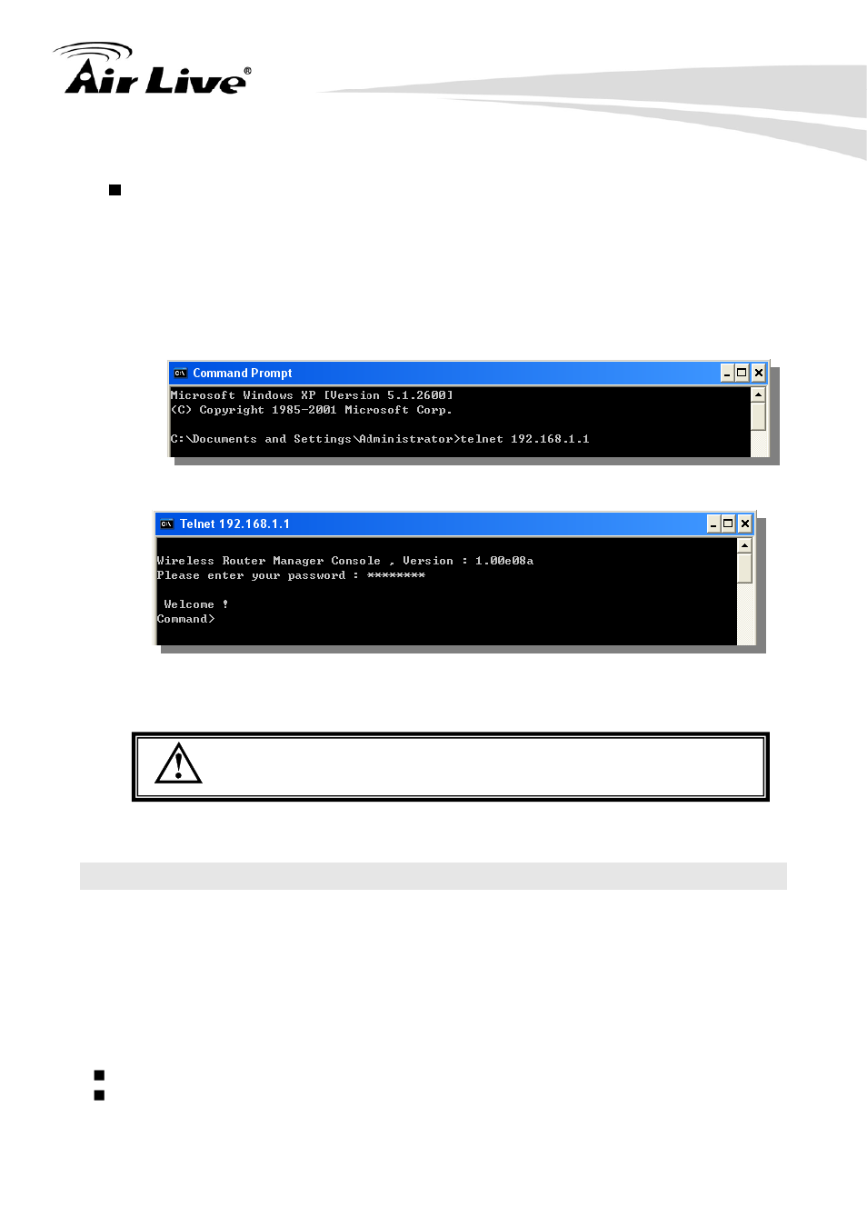 4 introduction to web management, Command line interface (telnet) | AirLive WHA-5500CPE User Manual | Page 26 / 161