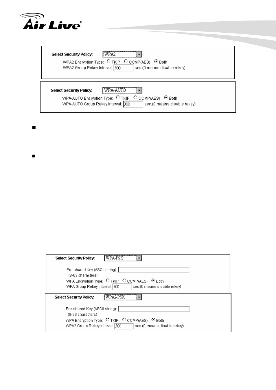 Wpa-psk, wpa2-psk, wpa-psk-auto | AirLive WHA-5500CPE User Manual | Page 46 / 161