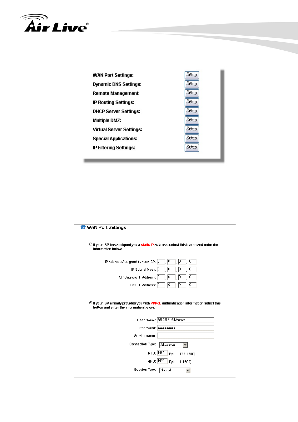 3 wan port settings | AirLive WHA-5500CPE User Manual | Page 67 / 161