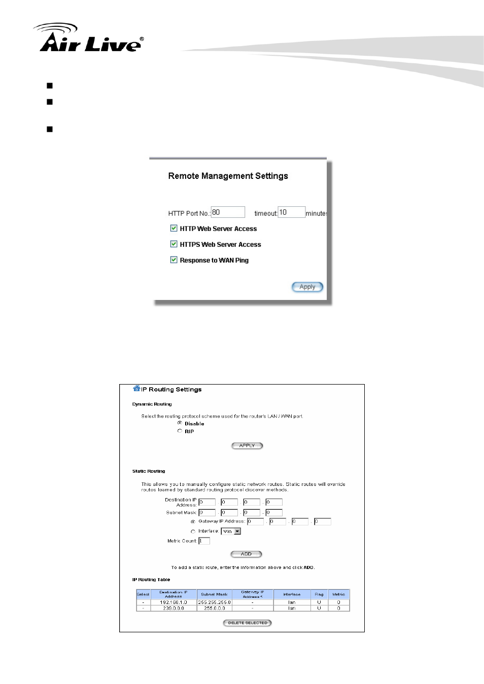 6 ip routing settings | AirLive WHA-5500CPE User Manual | Page 69 / 161