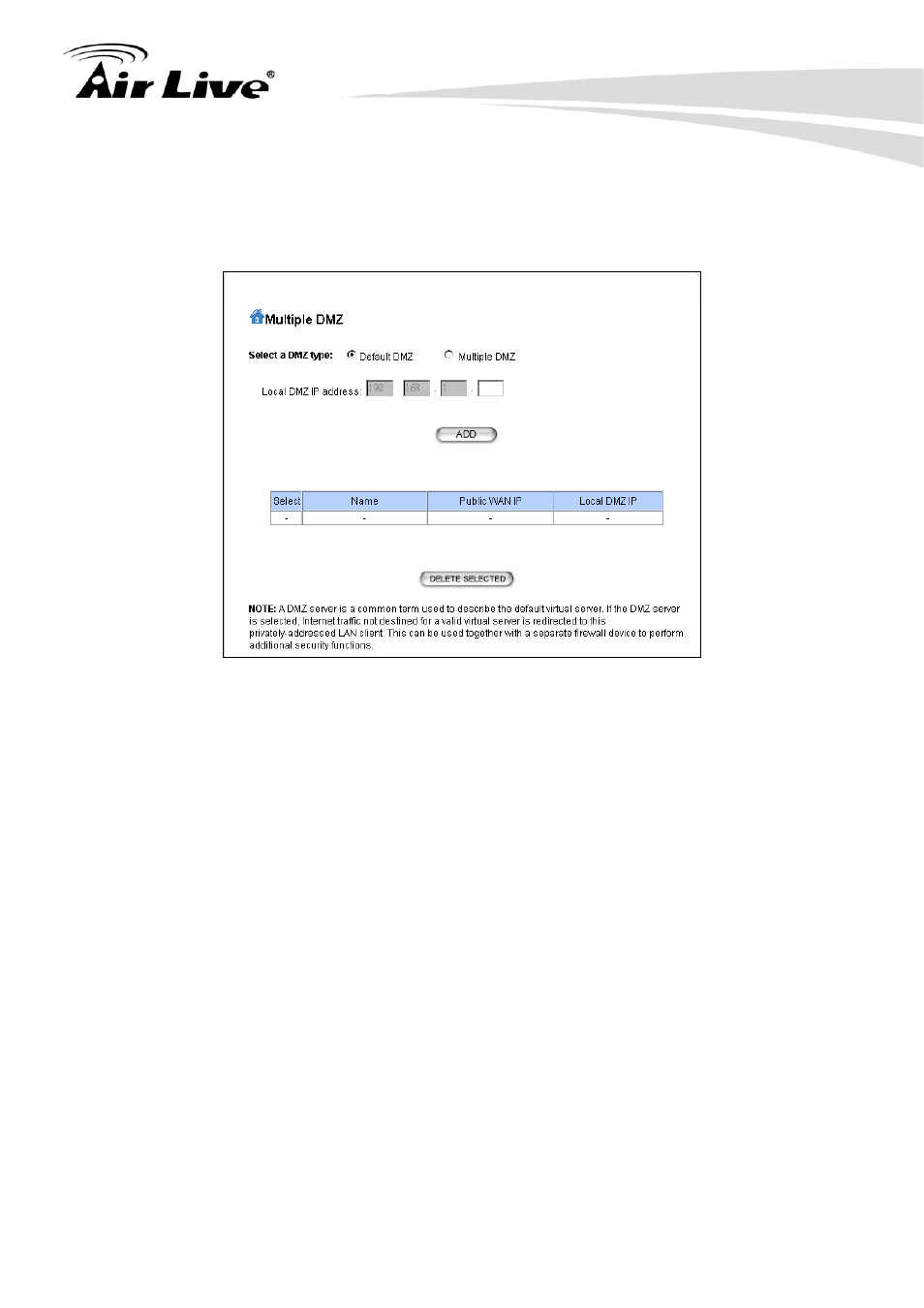 8 multiple dmz 4.4.9 virtual server settings, 8 multiple dmz, 9 virtual server settings | AirLive WHA-5500CPE User Manual | Page 71 / 161