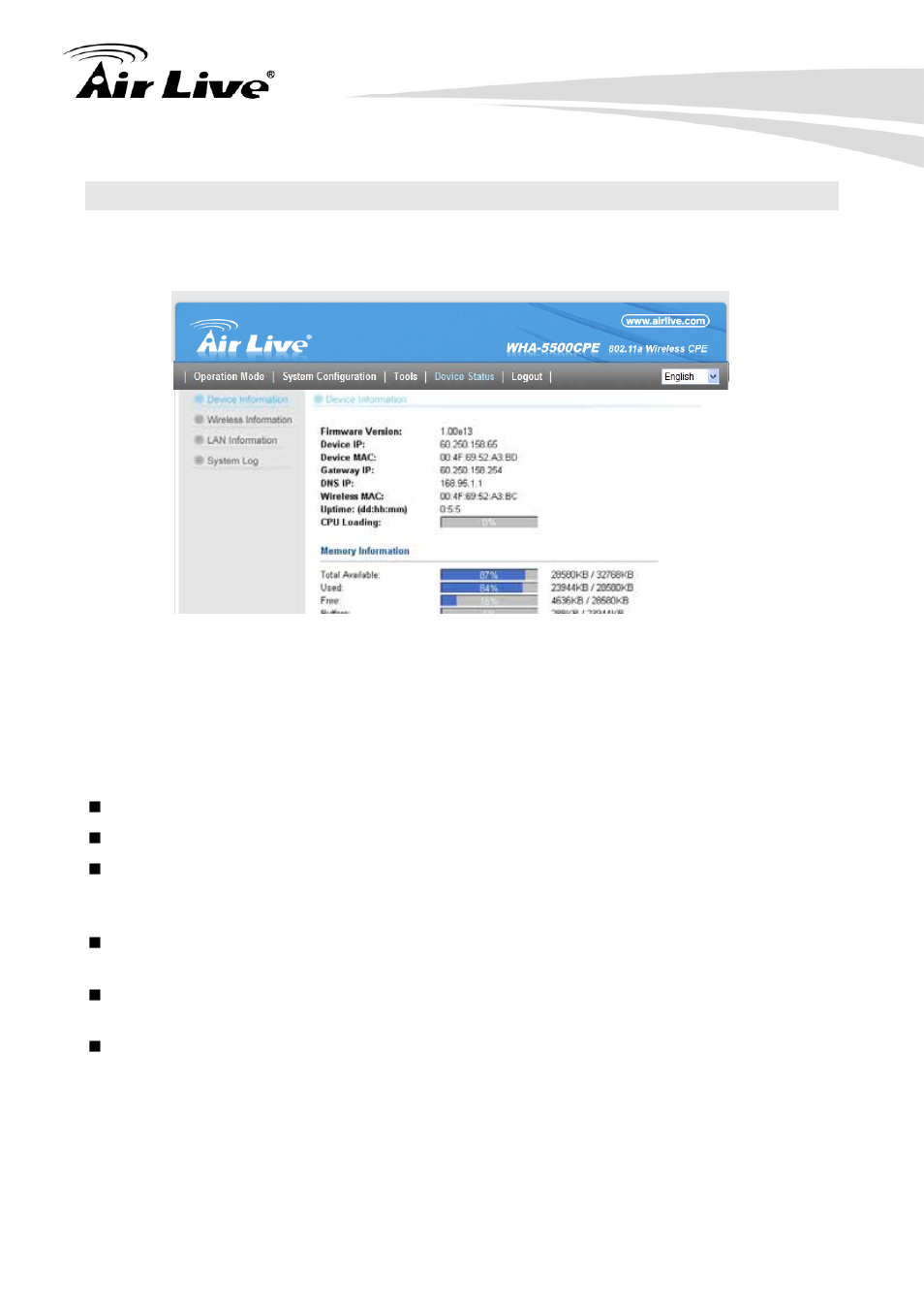 3 device status, 1 device information | AirLive WHA-5500CPE User Manual | Page 83 / 161