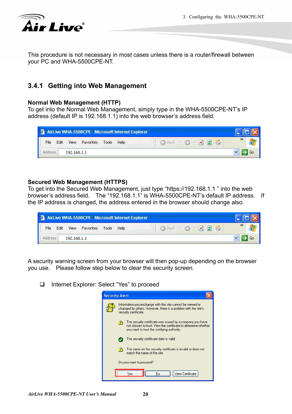 1 getting into web management, Getting into web management | AirLive WHA-5500CPE-NT User Manual | Page 26 / 161