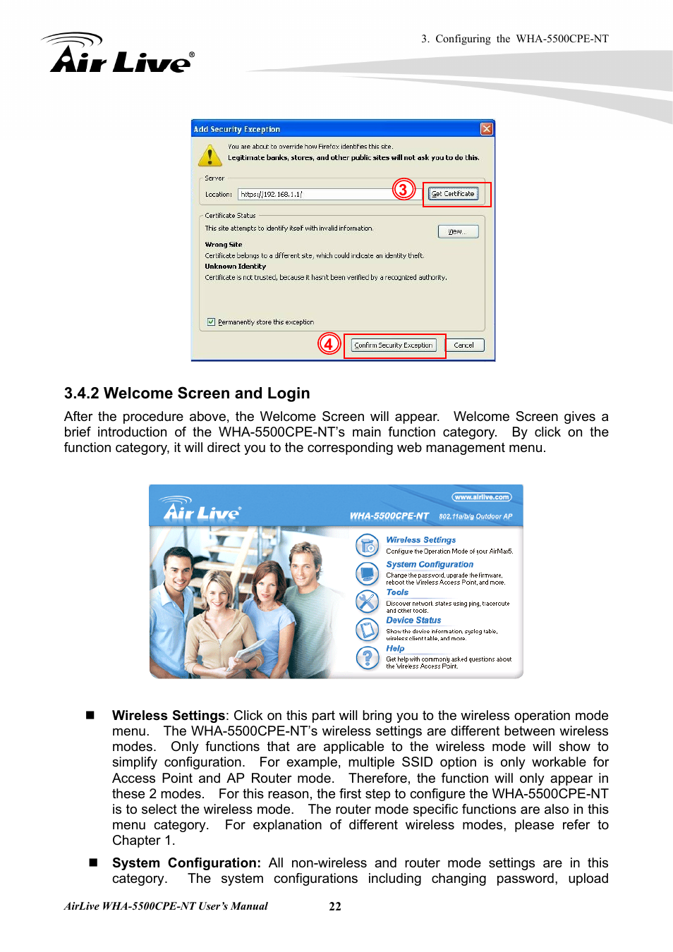 2 welcome screen and login | AirLive WHA-5500CPE-NT User Manual | Page 28 / 161