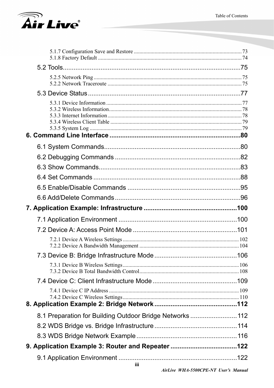 AirLive WHA-5500CPE-NT User Manual | Page 5 / 161