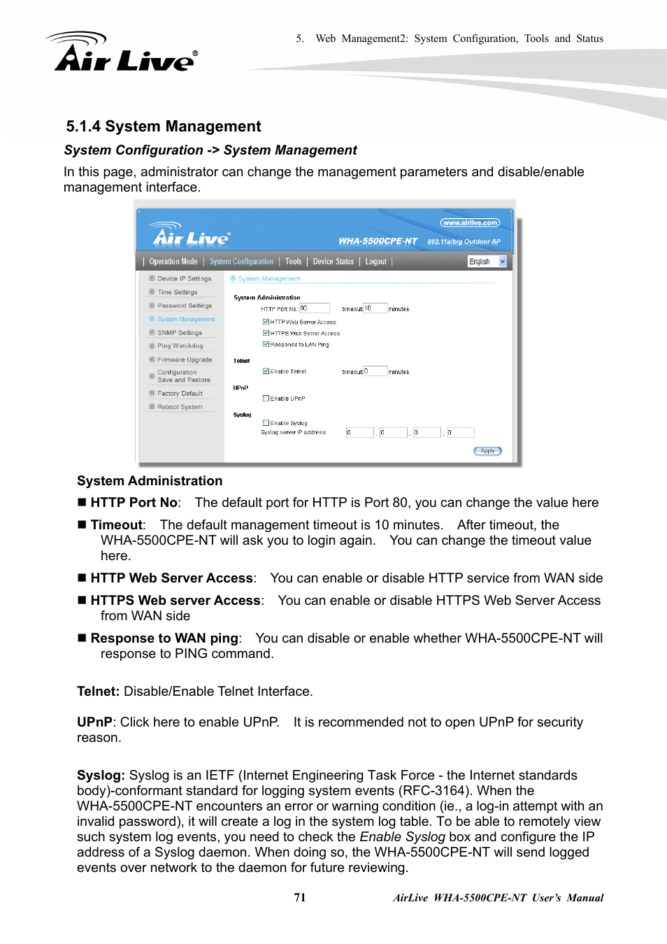 4 system management | AirLive WHA-5500CPE-NT User Manual | Page 77 / 161