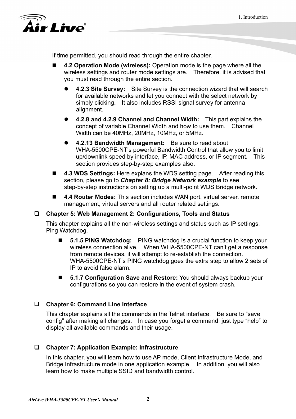 AirLive WHA-5500CPE-NT User Manual | Page 8 / 161
