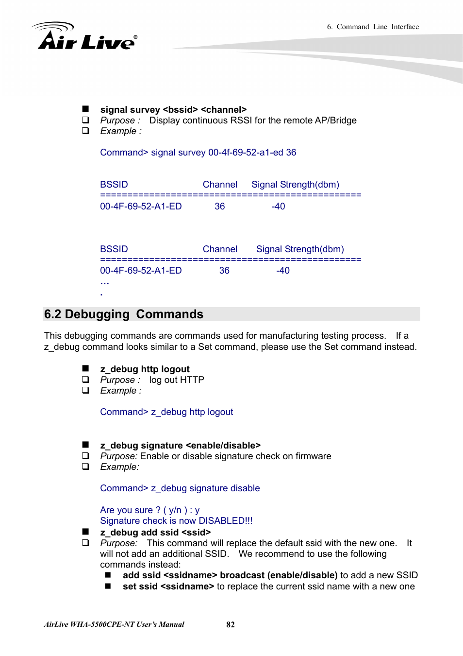 2 debugging commands | AirLive WHA-5500CPE-NT User Manual | Page 88 / 161