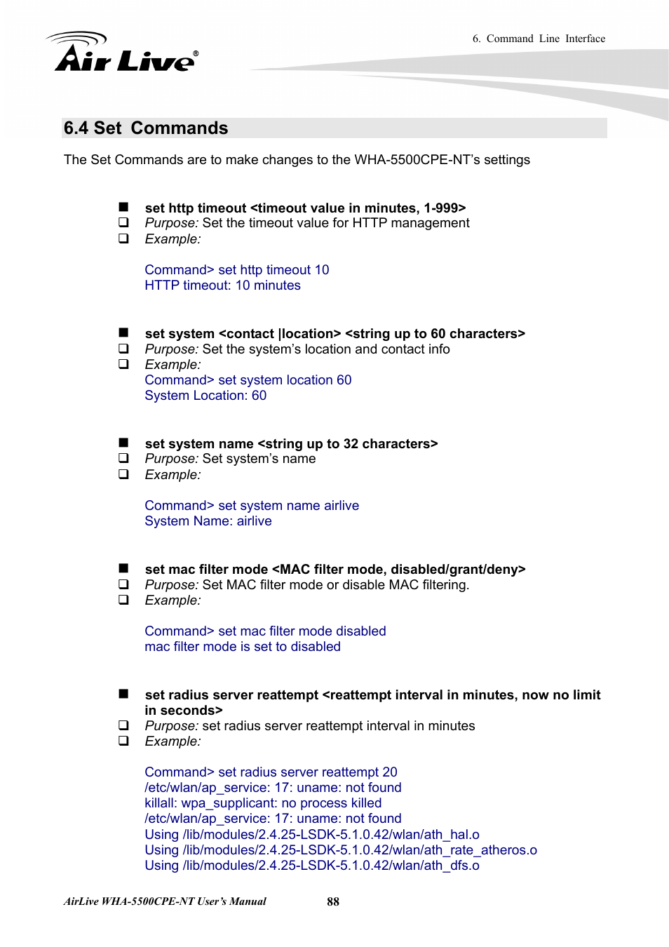 4 set commands | AirLive WHA-5500CPE-NT User Manual | Page 94 / 161